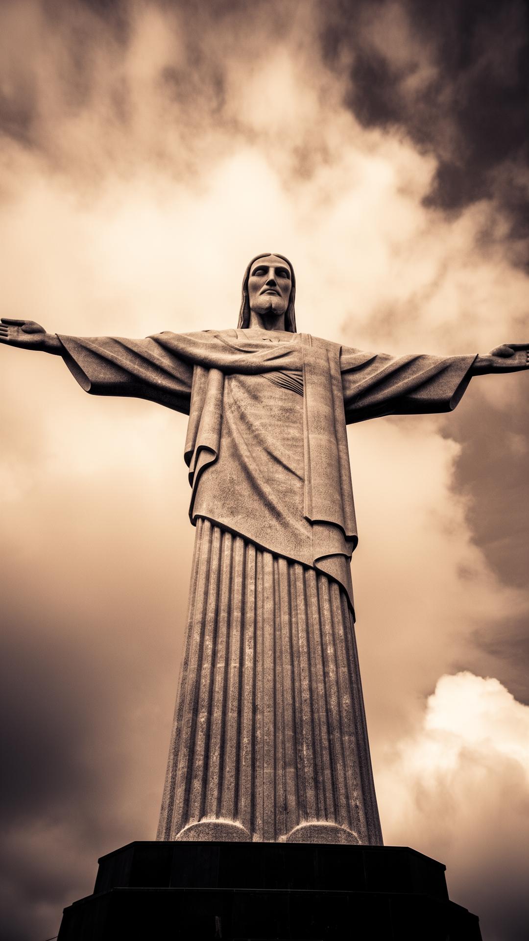Close-up do monumento Cristo Redentor